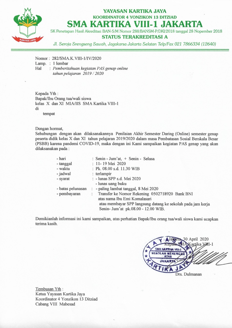surat pemberitahuan pas online