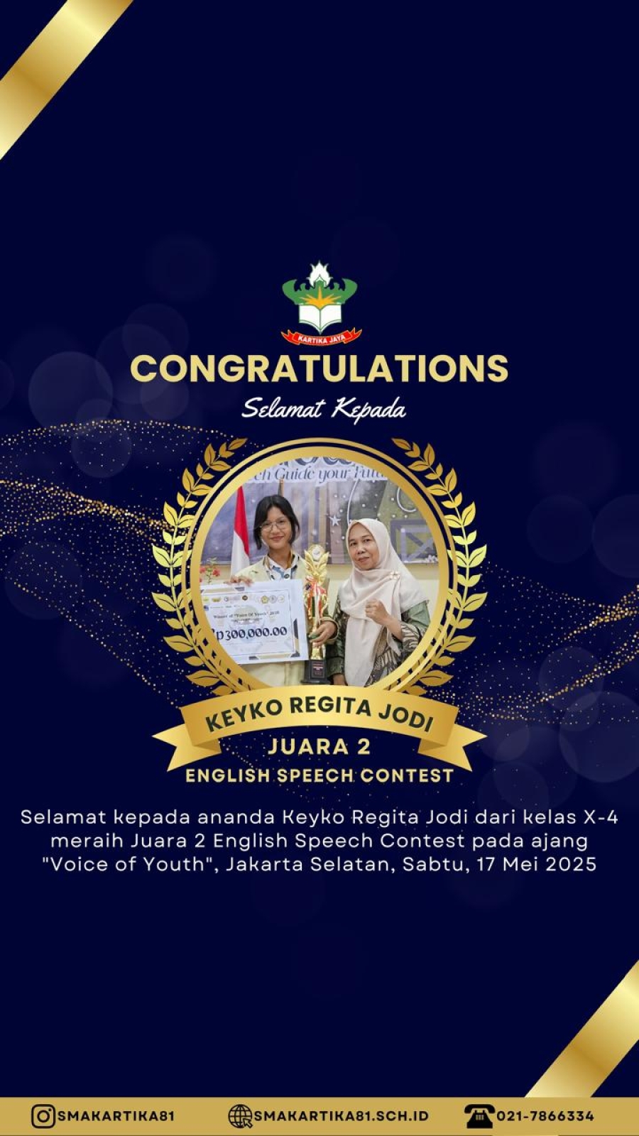KEYKO REGITA JODI - JUARA 2 ENGLISH SPEECH CONTEST