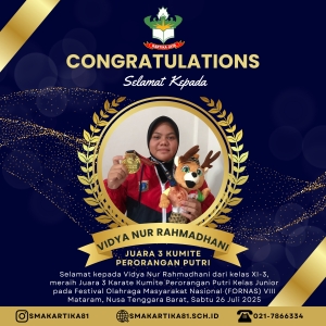 VIDYA NUR RAHMADHANI - JUARA 3 KUMITE PERORANGAN PUTRI