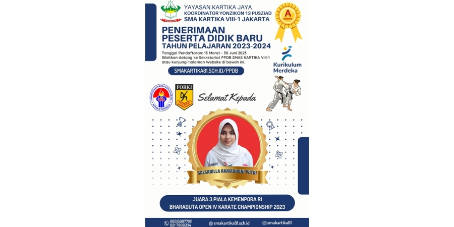 Salsabilla Juara 3 Piala Kemenpora RI Bharaduta Open IV Karate Champonship 2023